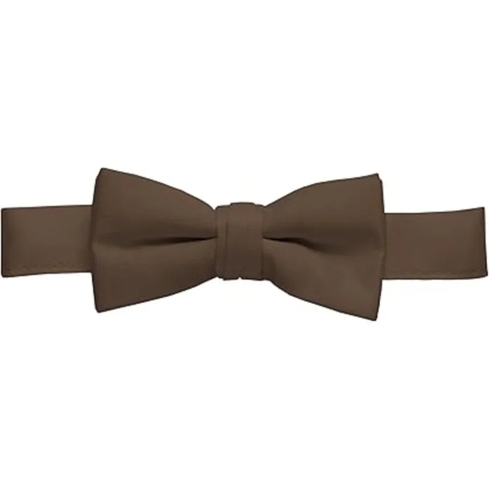 HOLD'EM Bow Tie Boys and Baby Satin Solid Color Adjustable Pre-tied - Brown